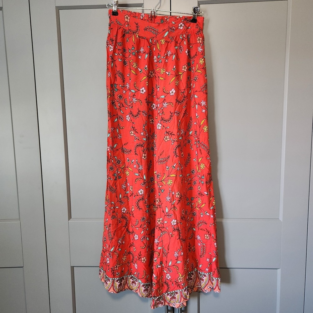 Anthropologie Jaase Floral Boho Wide Leg Palazzo Pants Orange XS Coastal Chic
